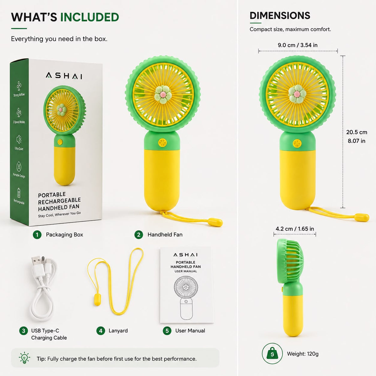 Portable Rechargeable Handheld Fan