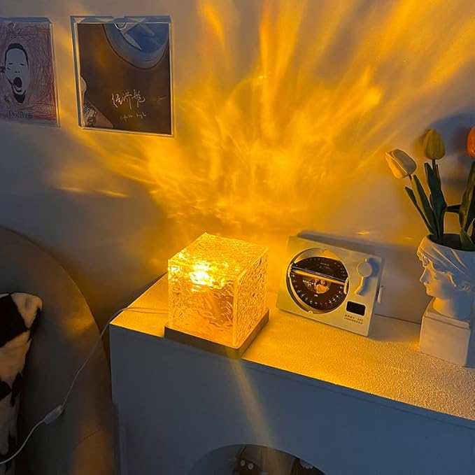 Flame LED Crystal Night Lamp with Remote Control