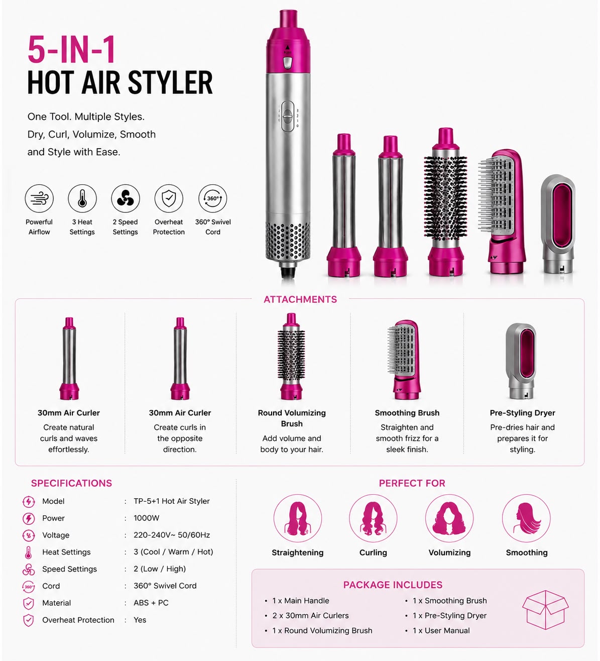 5-in-1 Hot Hair Styling Brush