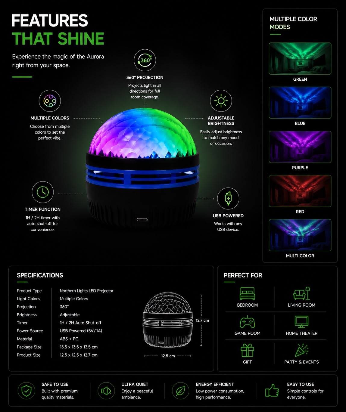 Northern Lights Waves LED Projector Light