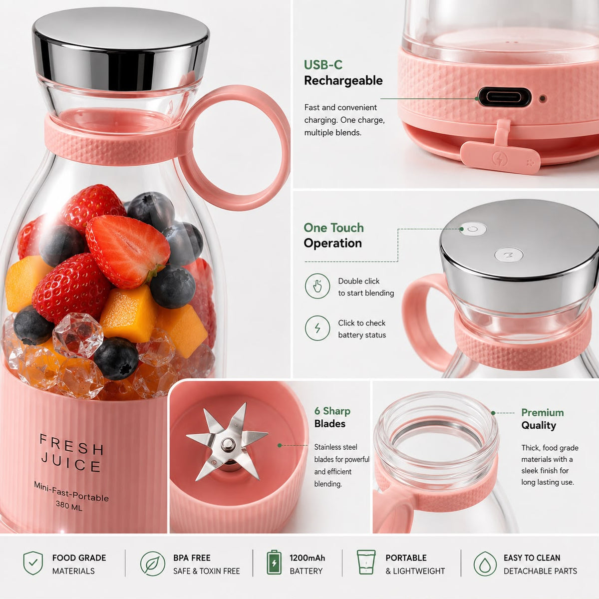 Portable Rechargeable Blender Mug