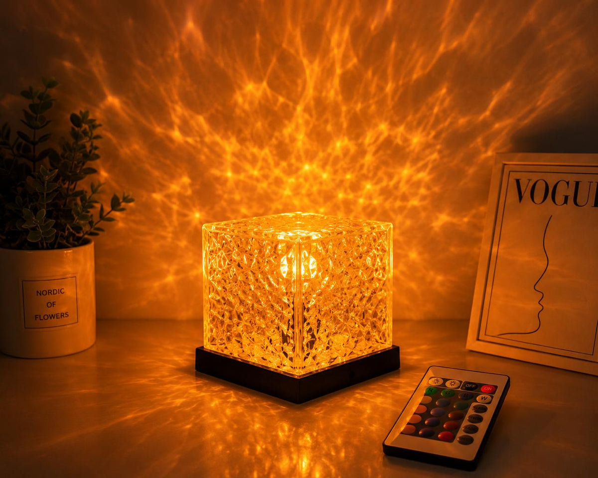 Flame LED Crystal Night Lamp with Remote Control